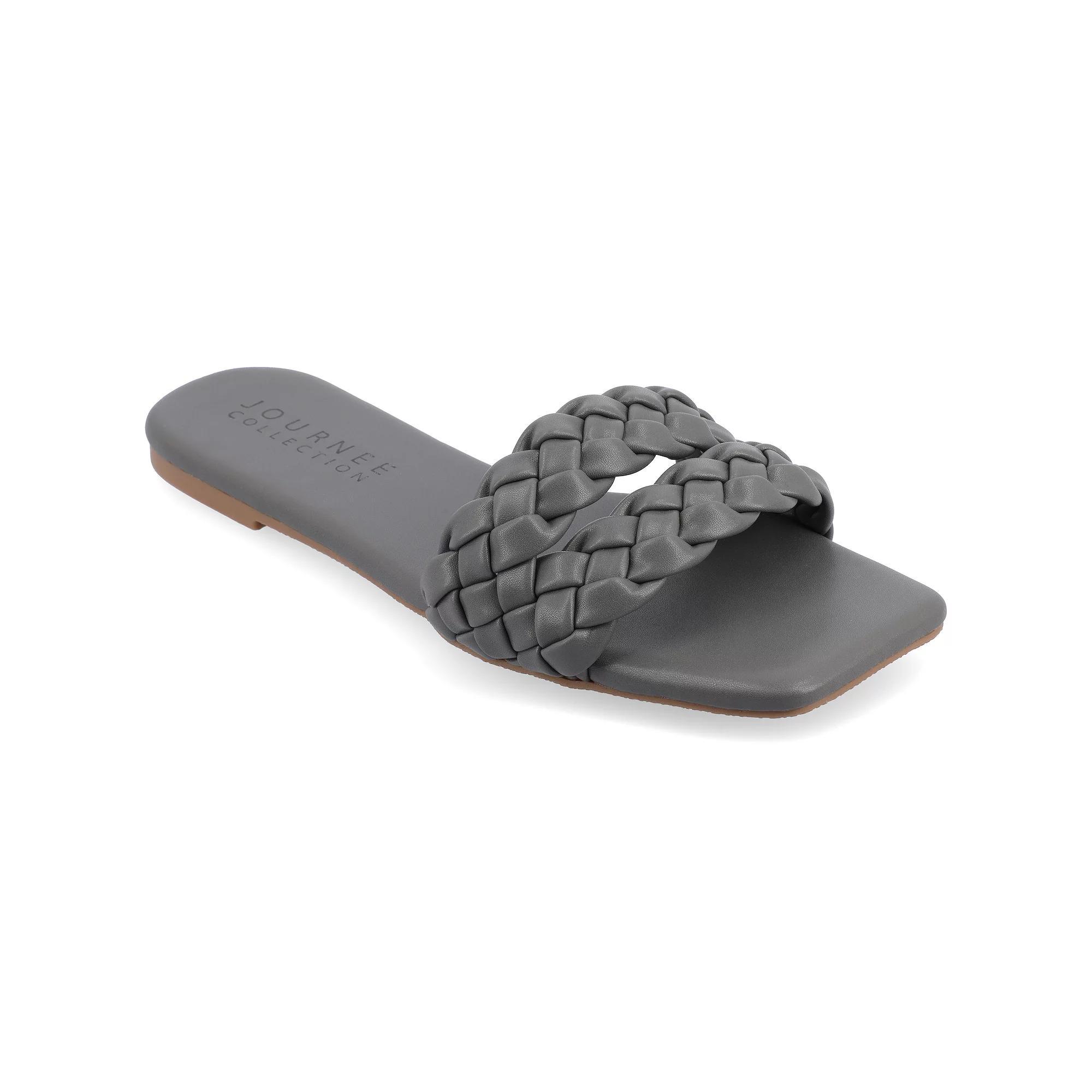 Journee Sawyerr Women's Braided Slide Sandals, Size: 6.5, Gray Product Image