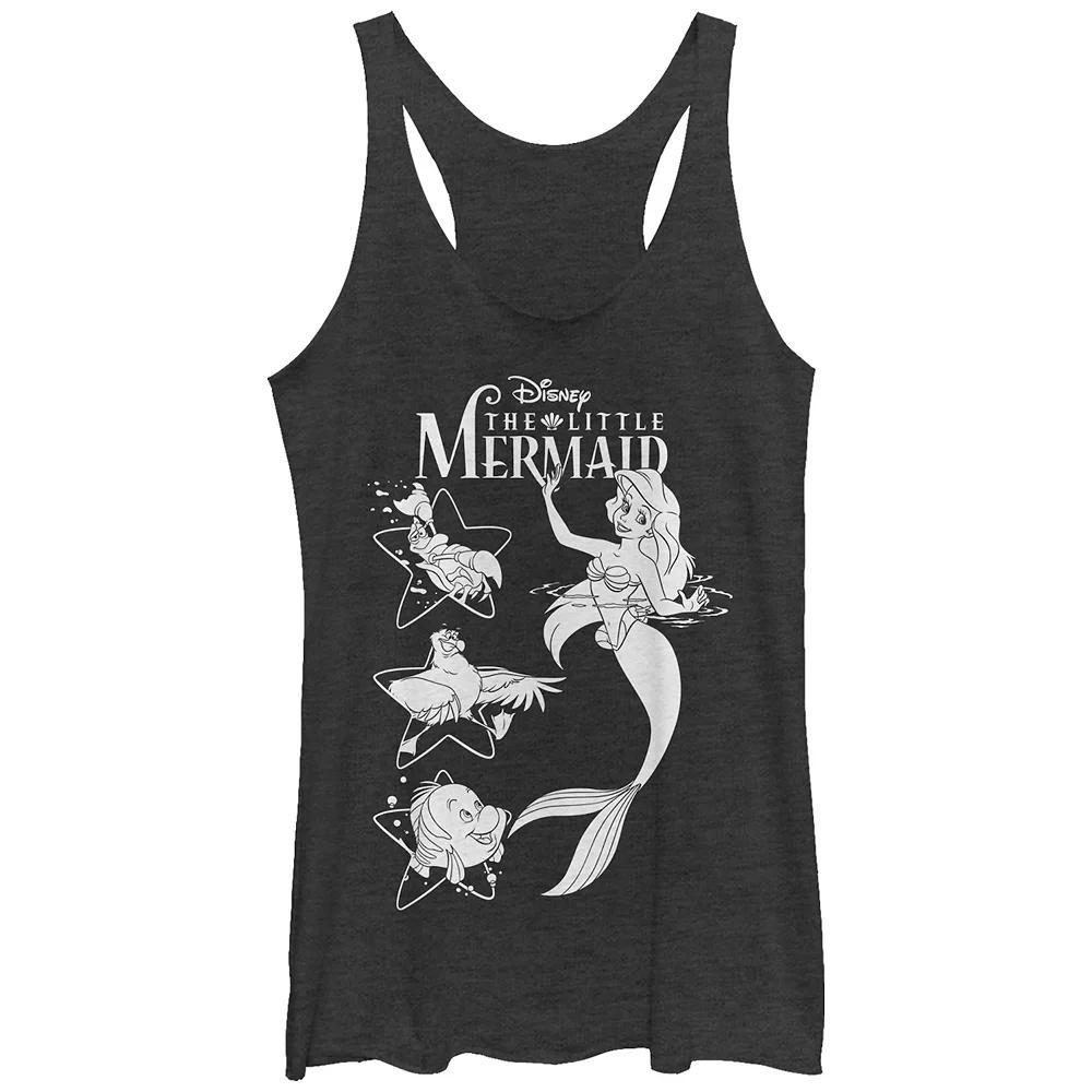 Disney's The Little Mermaid Juniors' Ariel And Friends Rackerback Graphic Tank, Women's, Size: Small, Black Grey Product Image