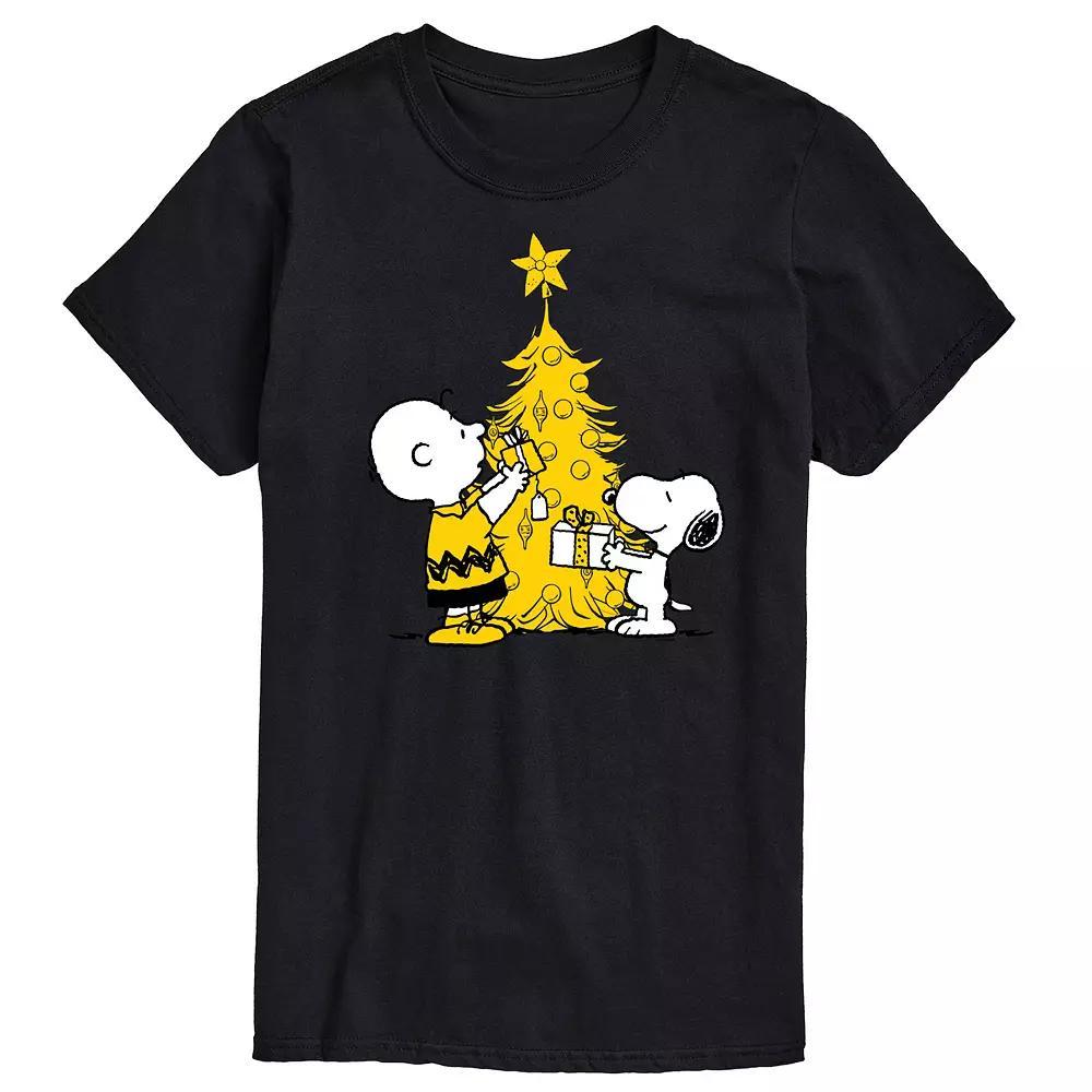 Mens Peanuts Xmas Charlie Snoopy Graphic Tee Blue Product Image