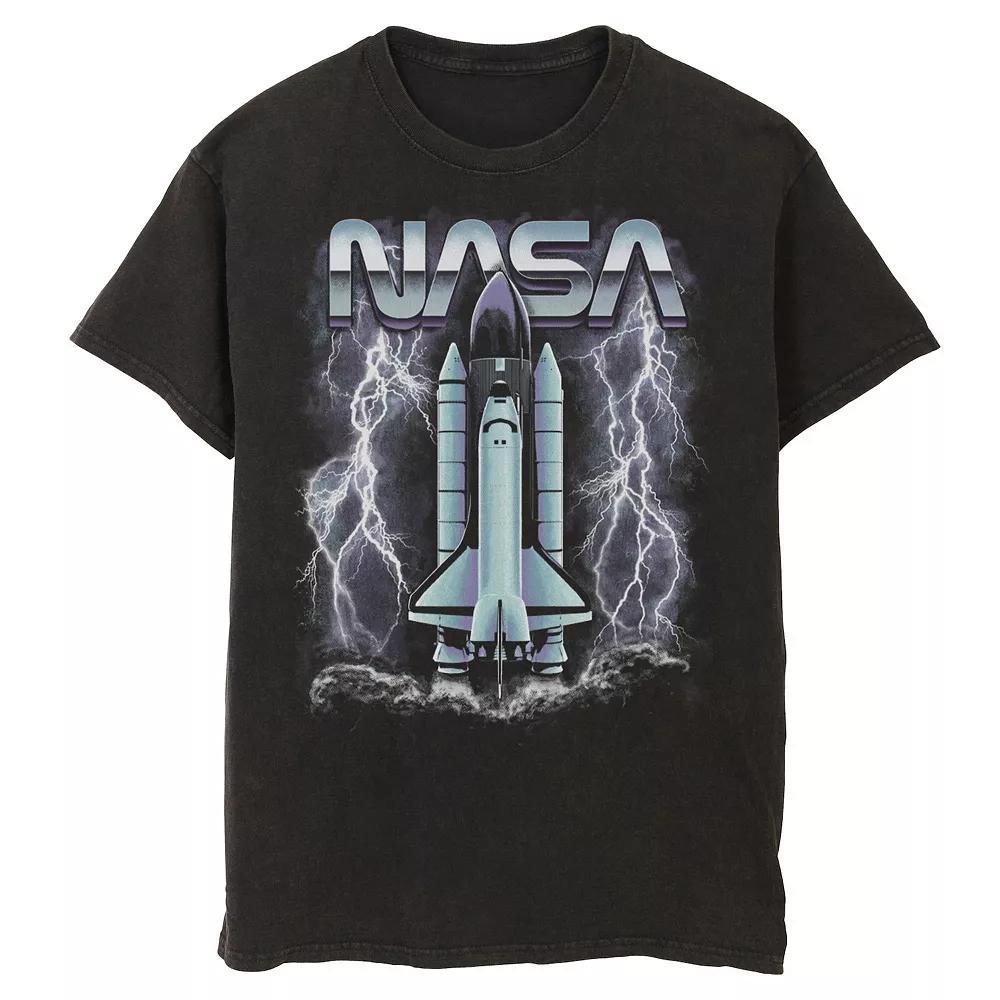 Men's NASA Rocket Ship Struck By Lightning Graphic Tee, Size: XXL, Black Product Image