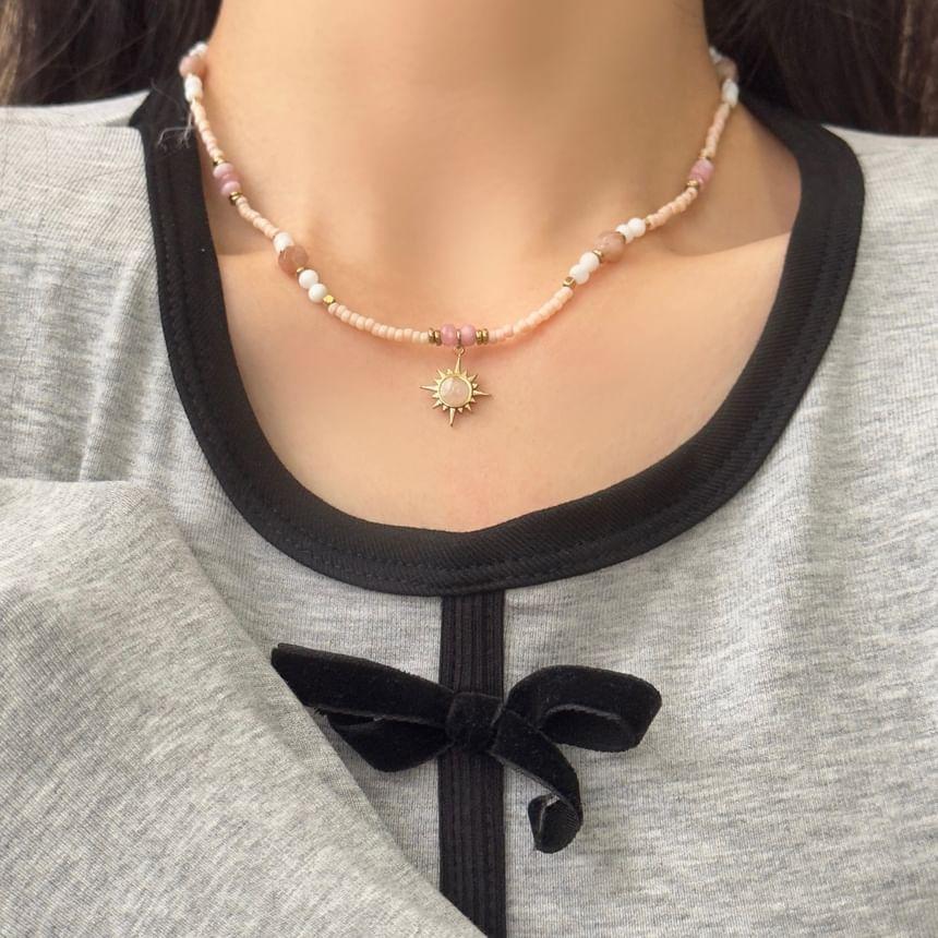 Bead / Star Pendant Faux Gemstone Necklace Product Image