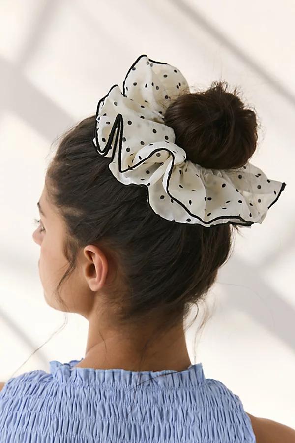 Ruffled Polka Dot Scrunchie Womens at Urban Outfitters Product Image
