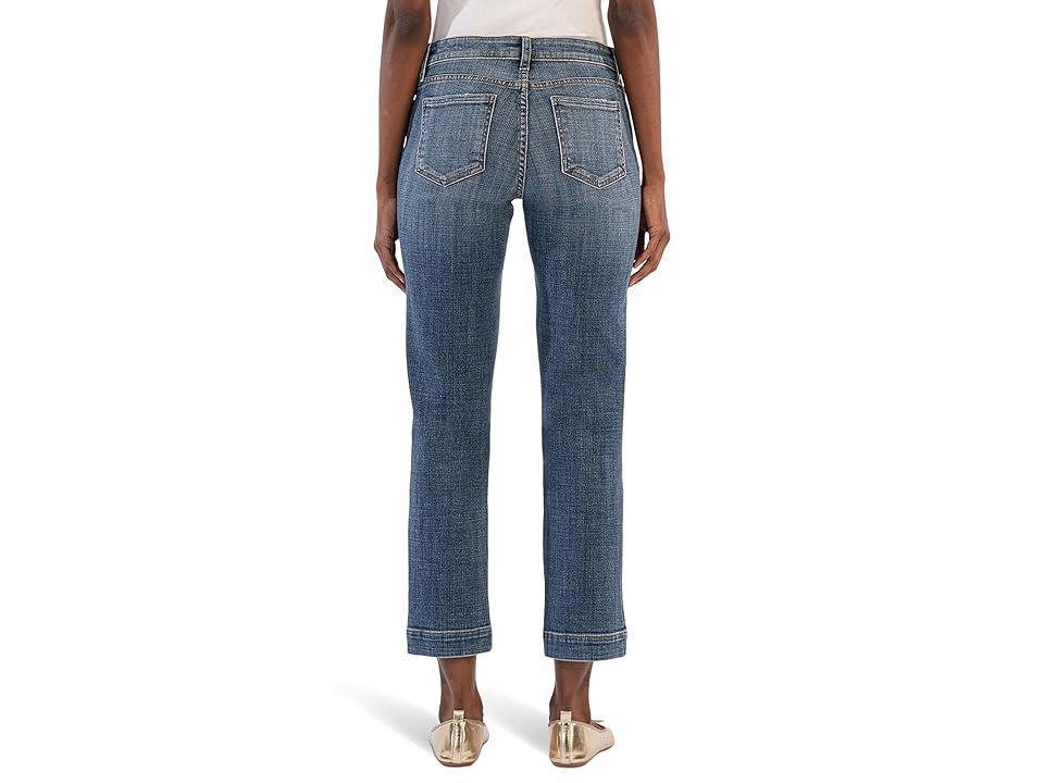 KUT from the Kloth Stevie Straight Leg-Princess Seam At Frt W/Slit (Evaluate W/Dk Base Wash) Women's Jeans Product Image