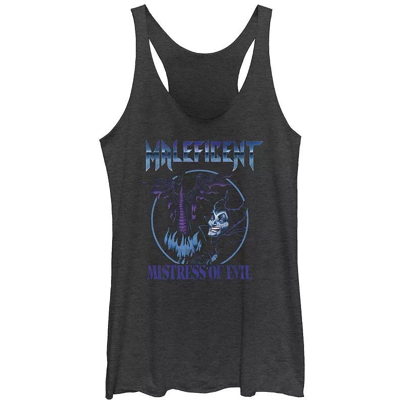 Disney Villains Sleeping Beauty Maleficent Mistress Of Evil Poster Juniors' Tri-Blend Racerback Tank Top, Girl's, Size: Medium, Black Grey Product Image