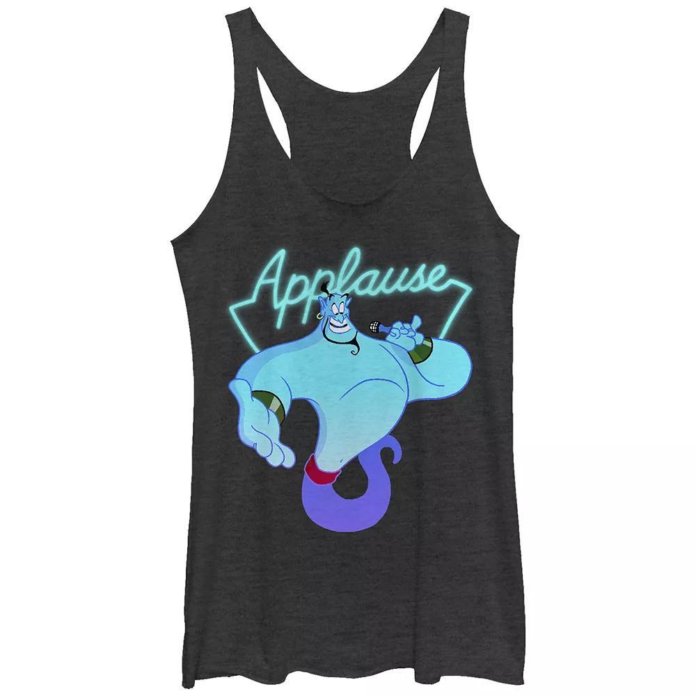 Disney's Aladdin Juniors' Genie Applause Sign Rackerback Graphic Tank, Women's, Size: Medium, Black Grey Product Image