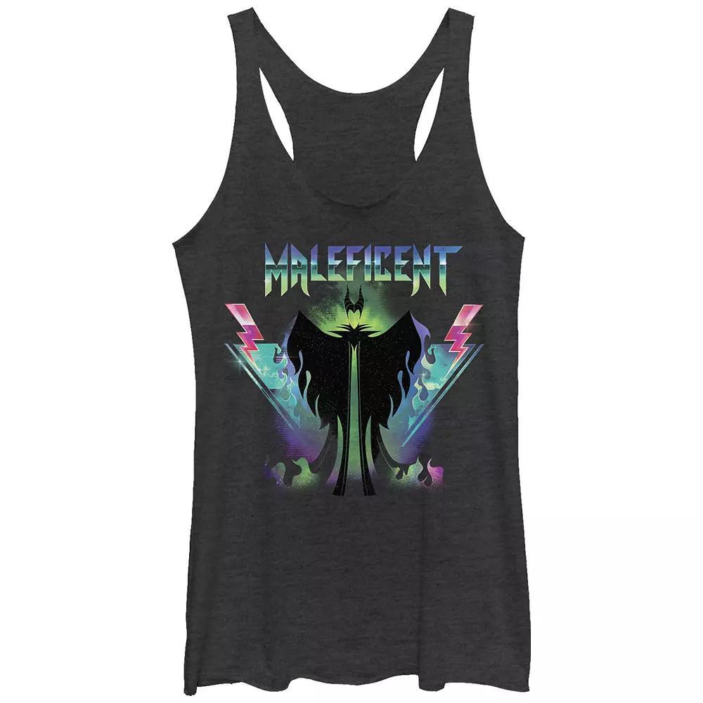 Disney Villains Sleeping Beauty Maleficent Rock Poster Juniors' Tri-Blend Racerback Tank Top, Girl's, Size: XS, Black Grey Product Image