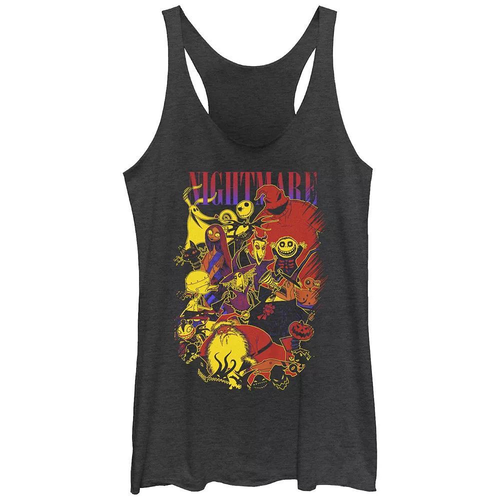 Disney's The Nightmare Before Christmas Characters Collage Juniors' Racerback Tank Top, Girl's, Size: Medium, Black Grey Product Image