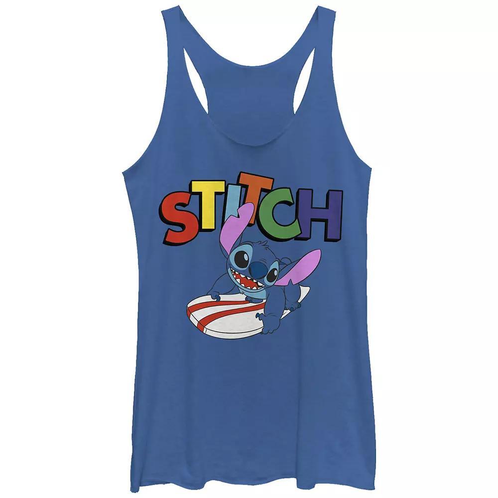 Disney's Lilo & Stitch Surf Stitch Tri-Blend Juniors' Graphic Racerback Tank, Girl's, Size: XXL, Royal Grey Product Image