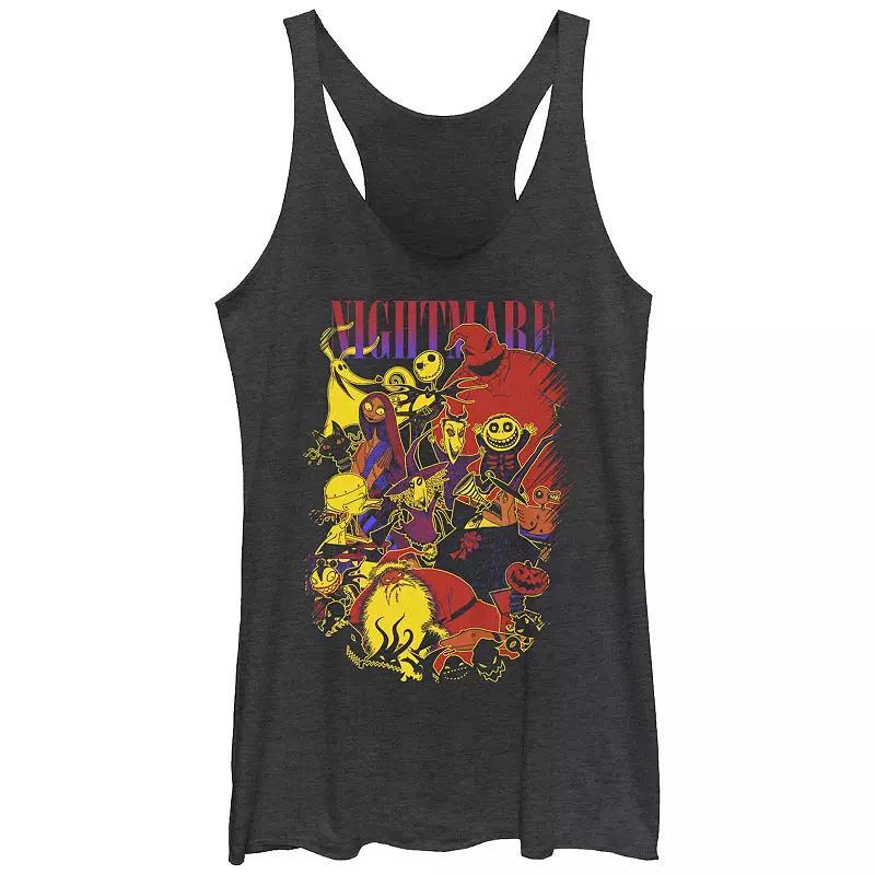 Disney's The Nightmare Before Christmas Characters Collage Juniors' Racerback Tank Top, Girl's, Size: Medium, Black Grey Product Image