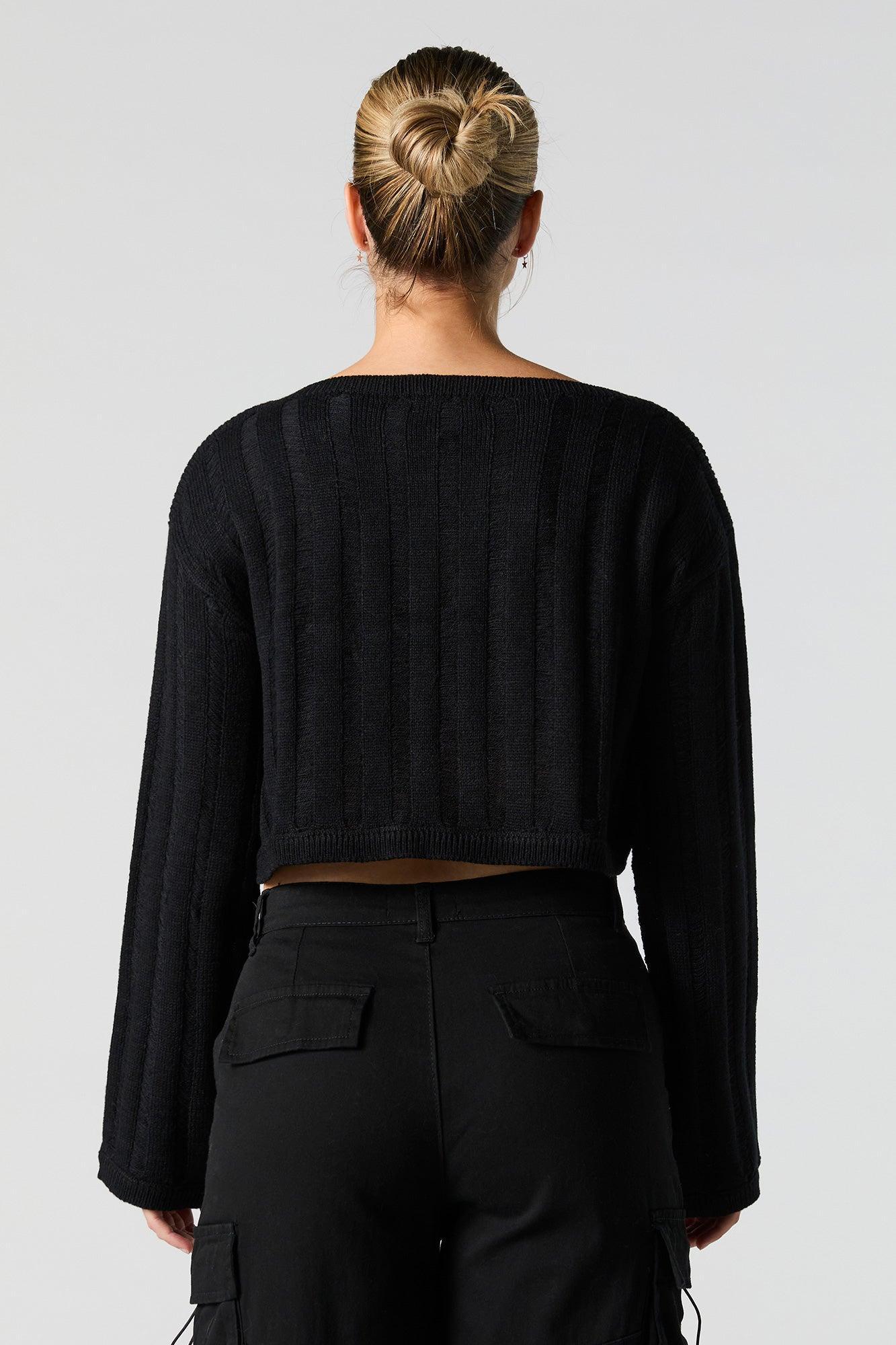 Open Knit Boat Neck Sweater Female Product Image