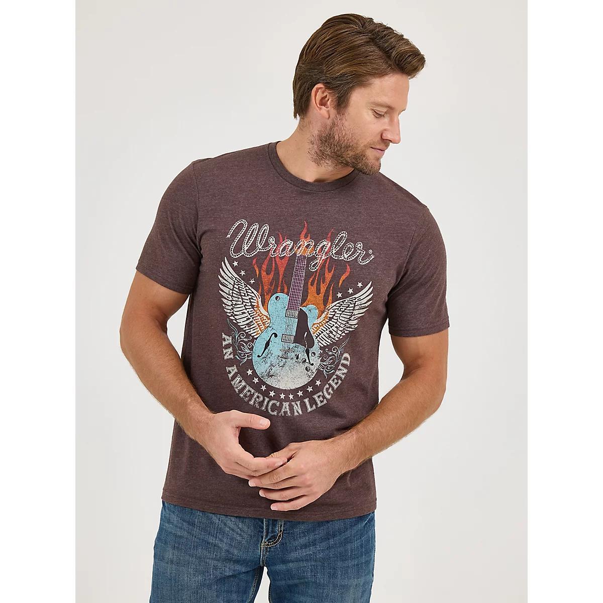 Men's Wrangler Nostalgia Band T-Shirt in Black Coffee Heather Product Image