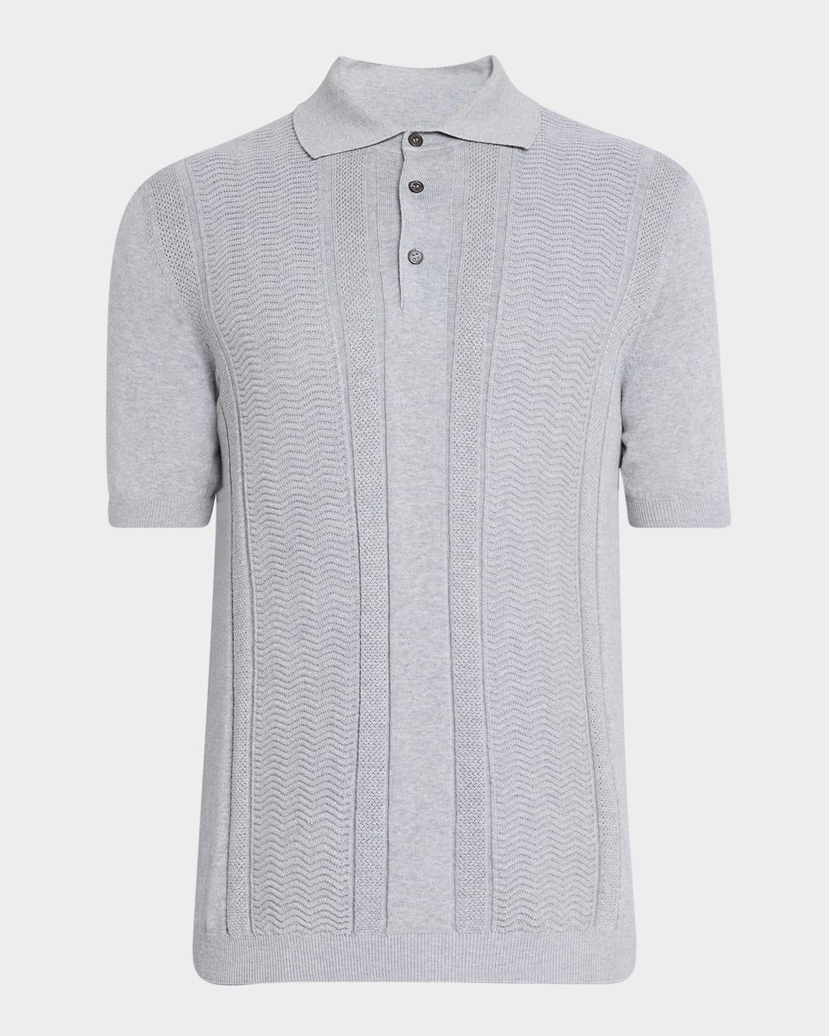 Mens Cotton Chevron Stripe Short-Sleeve Polo Sweater Product Image