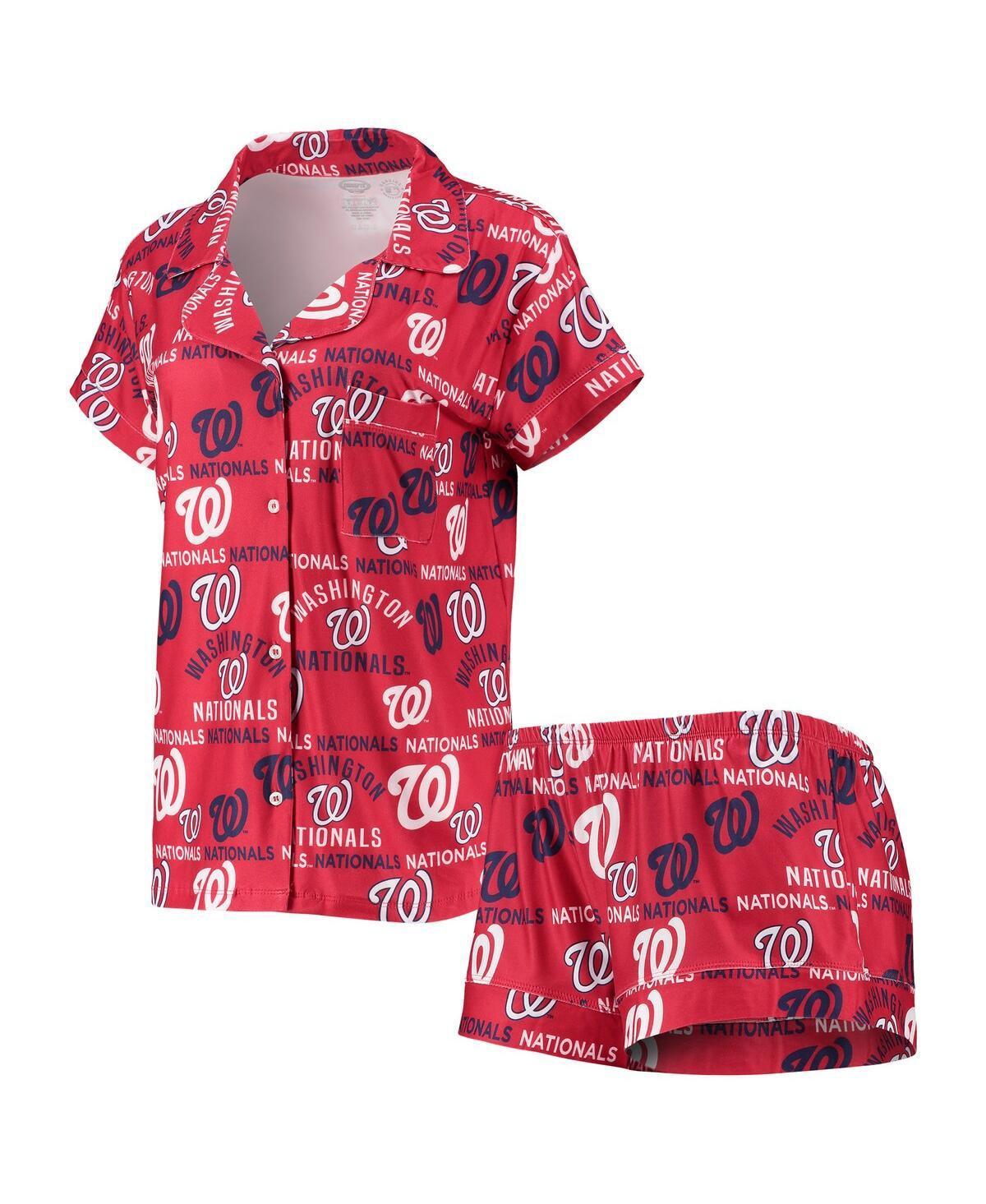 Women's Concepts Sport Red Washington Nationals Flagship Allover Print Top & Shorts Sleep Set, Size: Medium Product Image