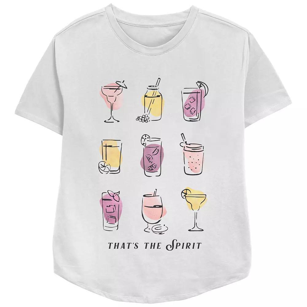 Women's Cocktails That's The Spirit Relaxed Fit Graphic Tee, Size: Medium, White Product Image