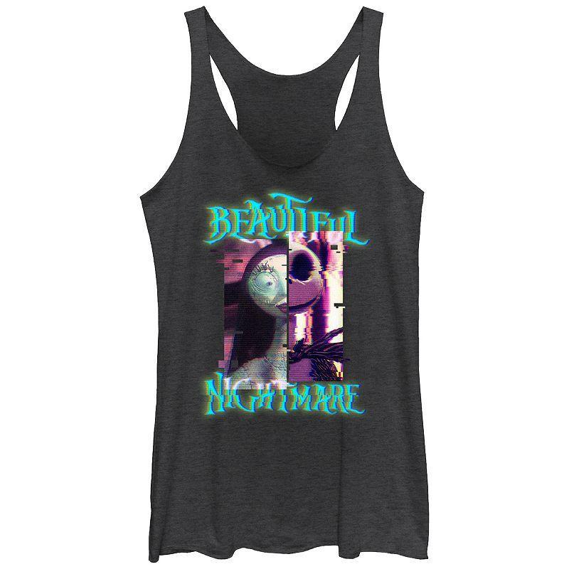 Disney's The Nightmare Before Christmas Ghostlike Charm Juniors' Racerback Tank Top, Girl's, Size: Medium, Black Grey Product Image