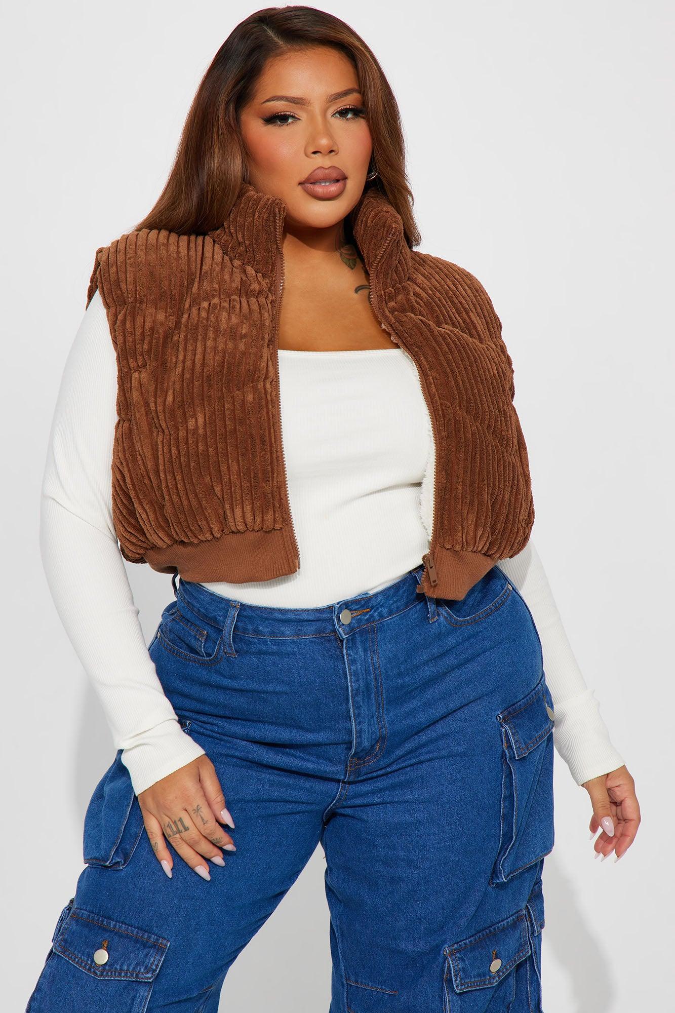 Jhene Corduroy Puffer Vest - Cognac Product Image