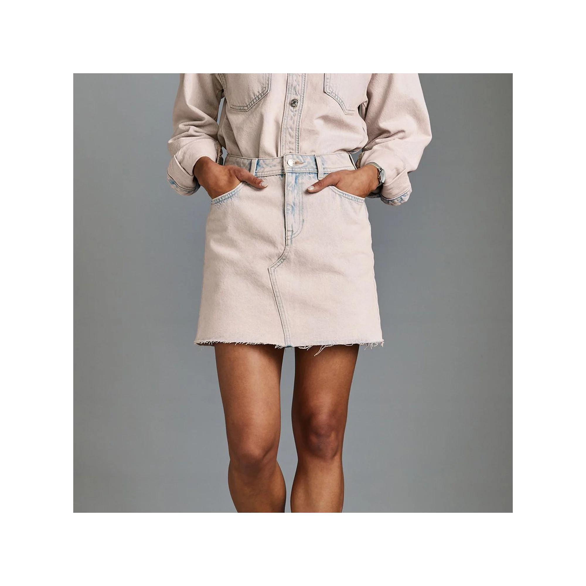 Women's NEXT Tinted Denim Mini Skirt, Size: 8, Pink Product Image