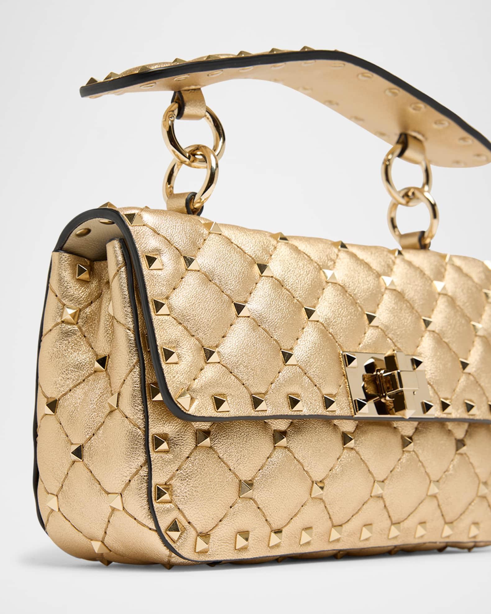 Quilted Laminated Leather Rockstud Shoulder Bag Product Image
