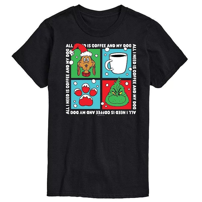 Mens Dr. Seuss The Grinch Coffee And Dog Grid Graphic Tee Product Image