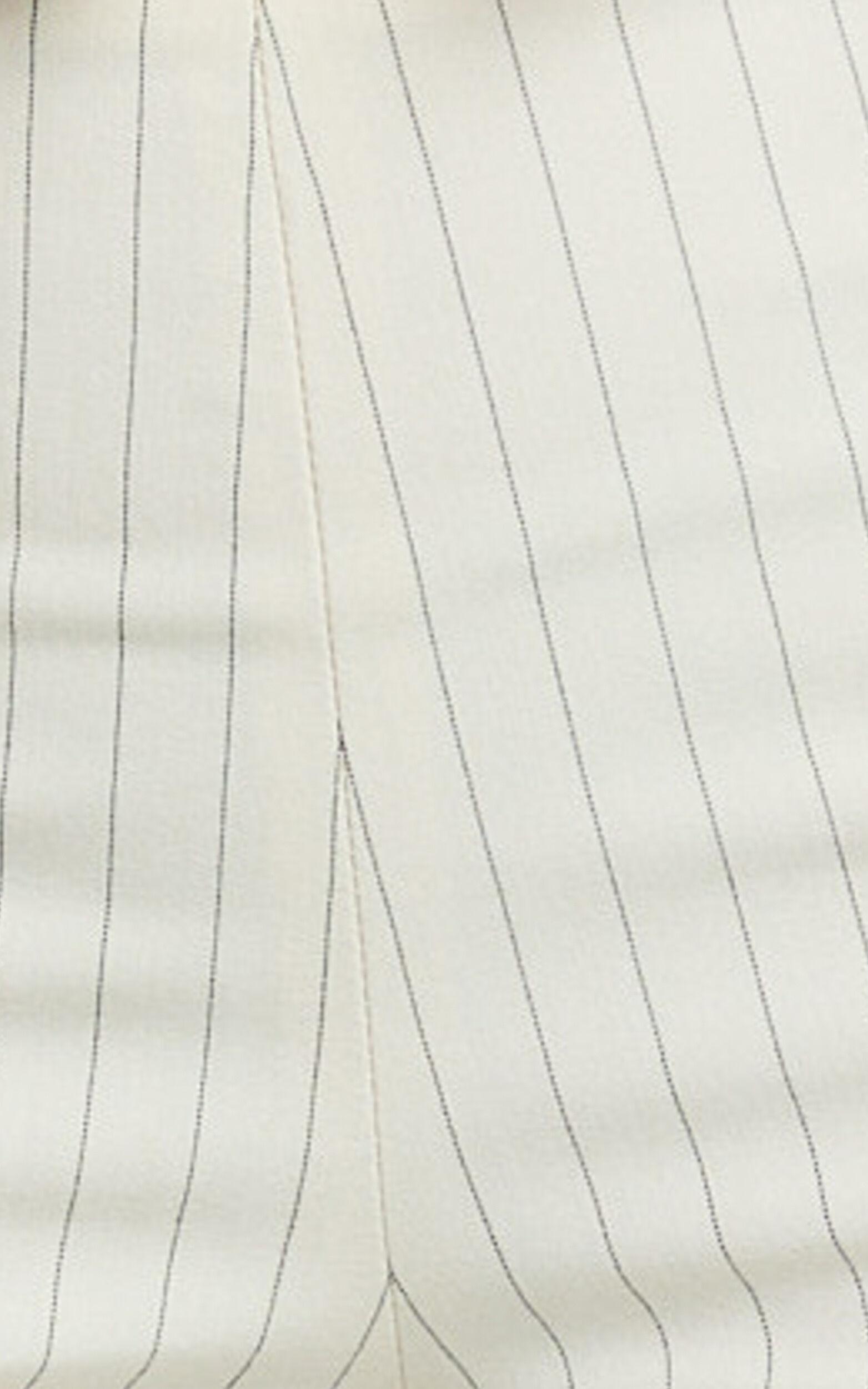 Susannah Pants - Pinstripe Fitted Split Leg Capri Pants in Cream Product Image