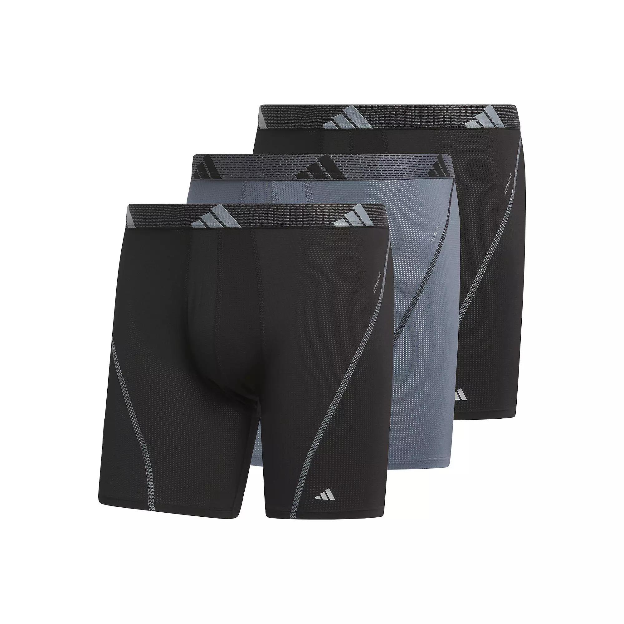 Big & Tall adidas 3-pack Sport Performance Mesh Boxer Briefs, Men's, Size: XXL, Onyx Gray Black Black Product Image