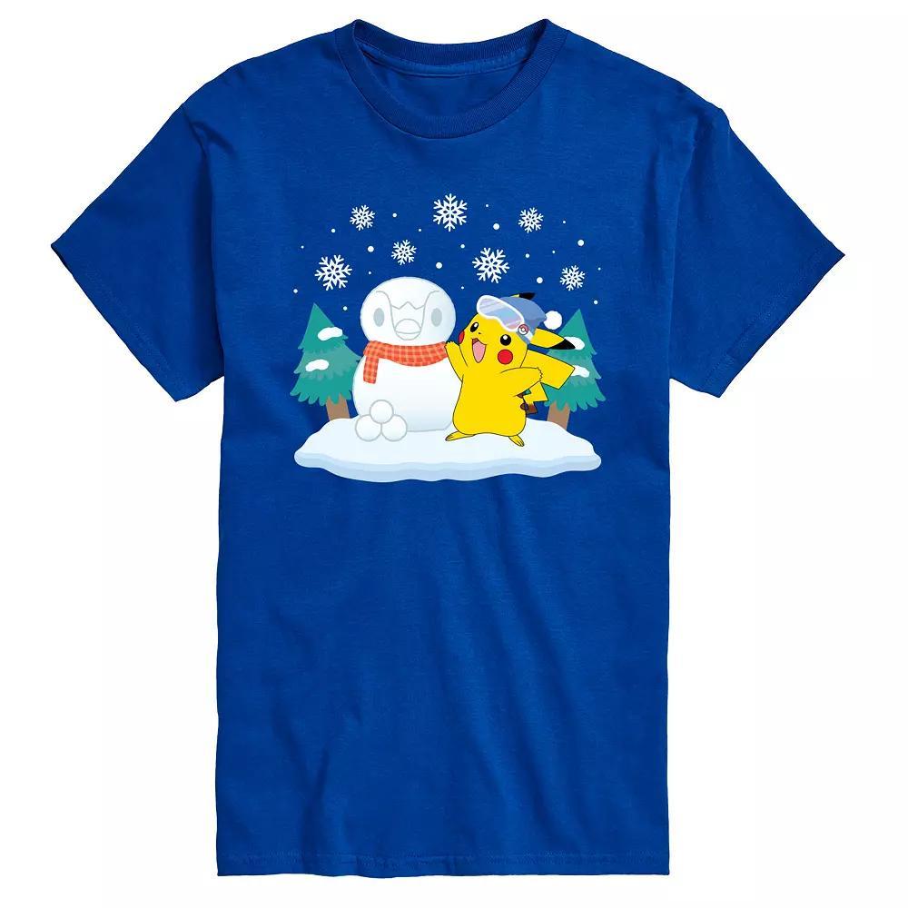 Mens Pokemon Pikachu & Piplup Snowman Graphic Tee Product Image