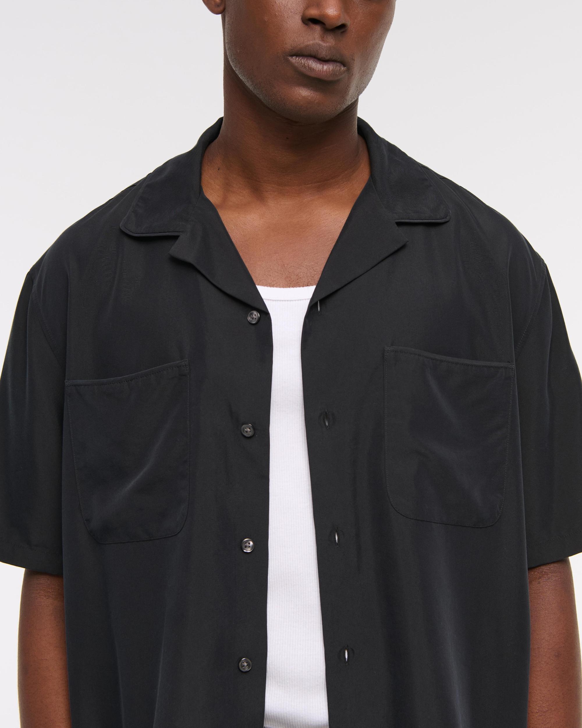 Camp Collar Cropped Cupro Shirt Product Image