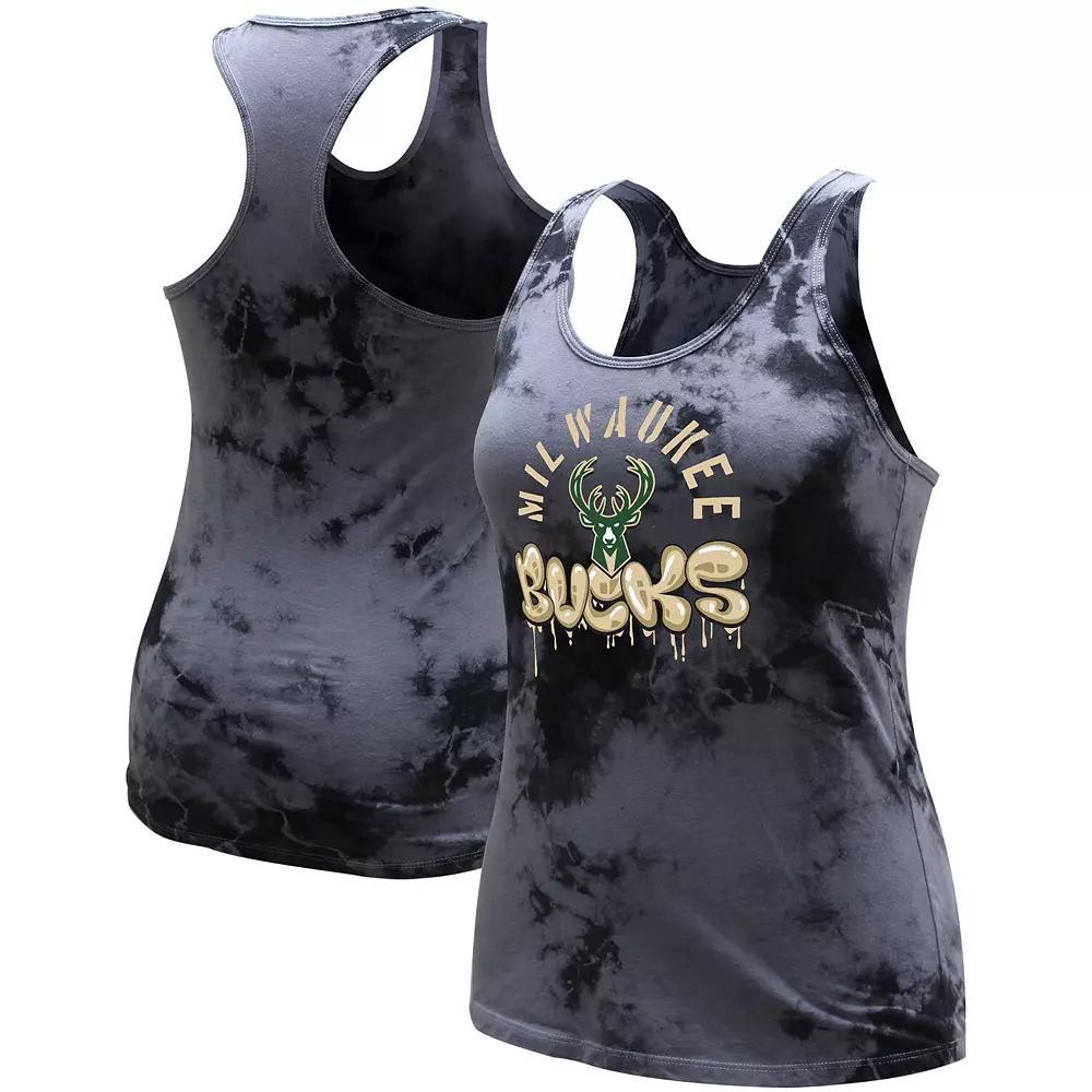 Women's Stadium Essentials  Charcoal Milwaukee Bucks Street Art Dark Crystal Washed Tank Top, Size: Large Product Image
