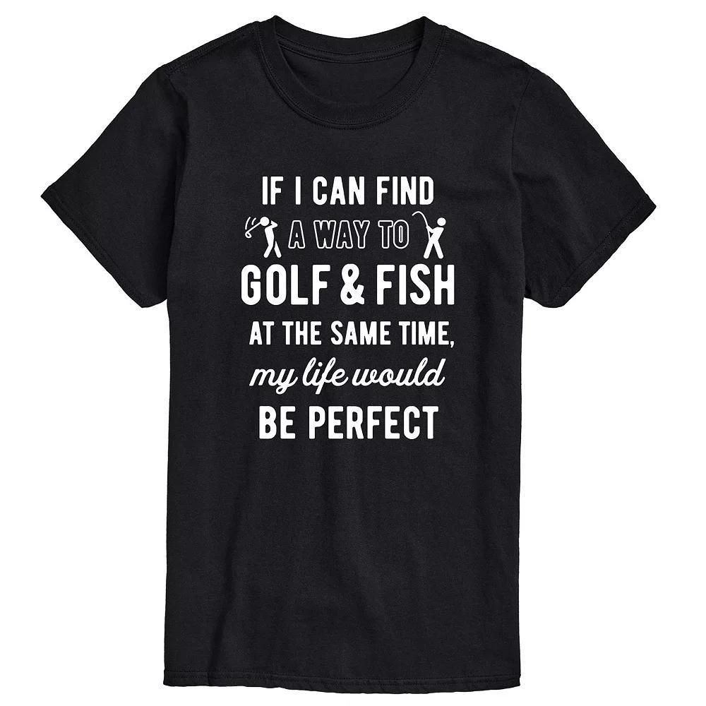 Men's Golfing & Fishing Graphic Tee, Size: Small, Black Product Image