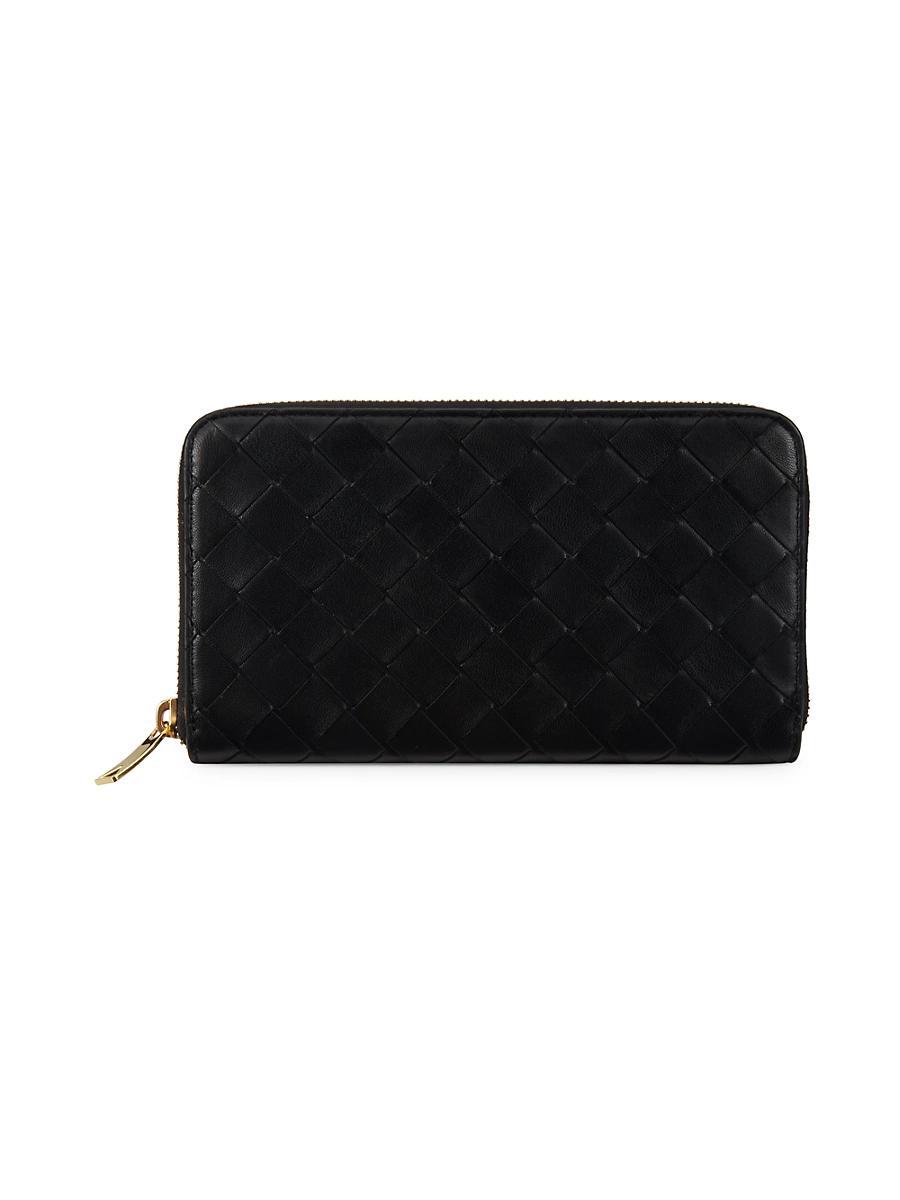 Womens Intrecciato Leather Zip-Around Wallet Product Image