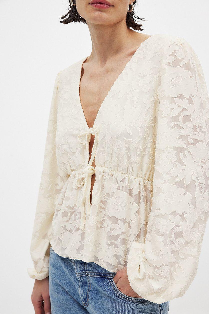 Burn Out Puff Sleeve Top Product Image