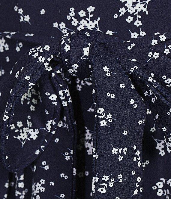 Honey and Rosie Printed Scuba Crepe Sweetheart Neck Spaghetti Strap Belted Jumpsuit Product Image
