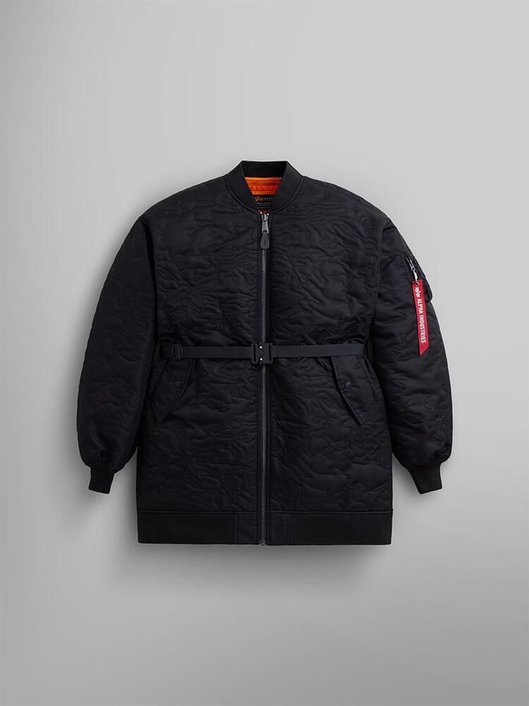 WOMEN'S CAMO QUILTED BELTED MA-1 BOMBER JACKET - BLACK / XL Product Image
