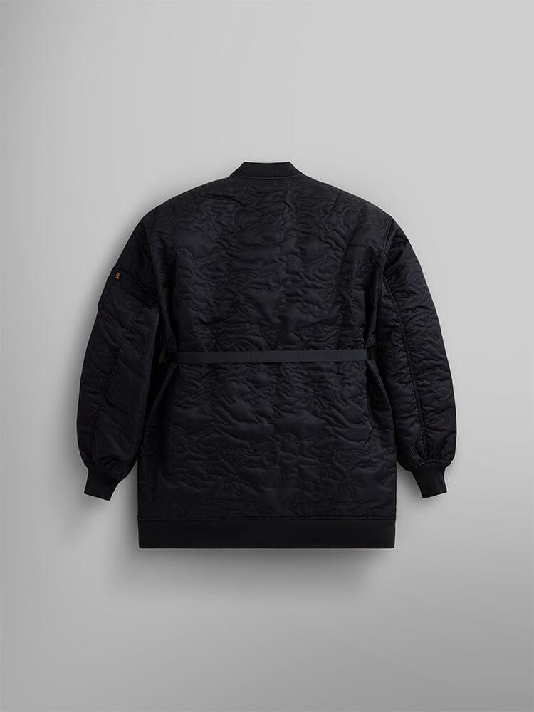 WOMEN'S CAMO QUILTED BELTED MA-1 BOMBER JACKET - BLACK / XL Product Image
