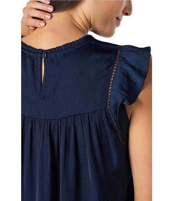 Liverpool Los Angeles Textured Sateen Crew Neck Cap Flutter Sleeve Top Product Image