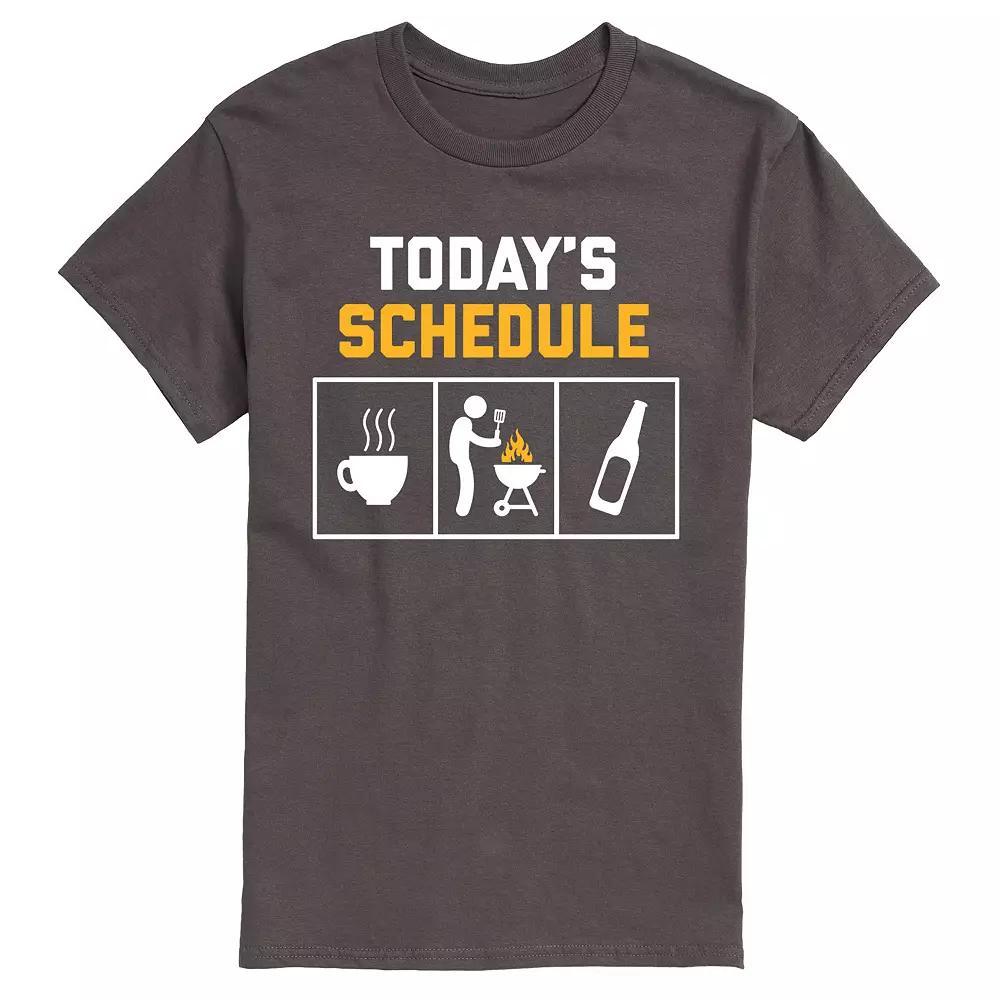 Big & Tall Todays Schedule Grilling Beer Tee, Mens Grey Product Image