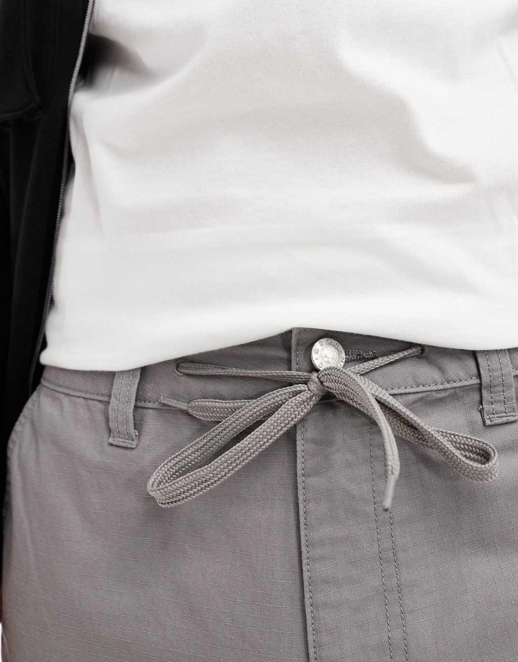 ASOS DESIGN straight fit ripstop pants in gray Product Image