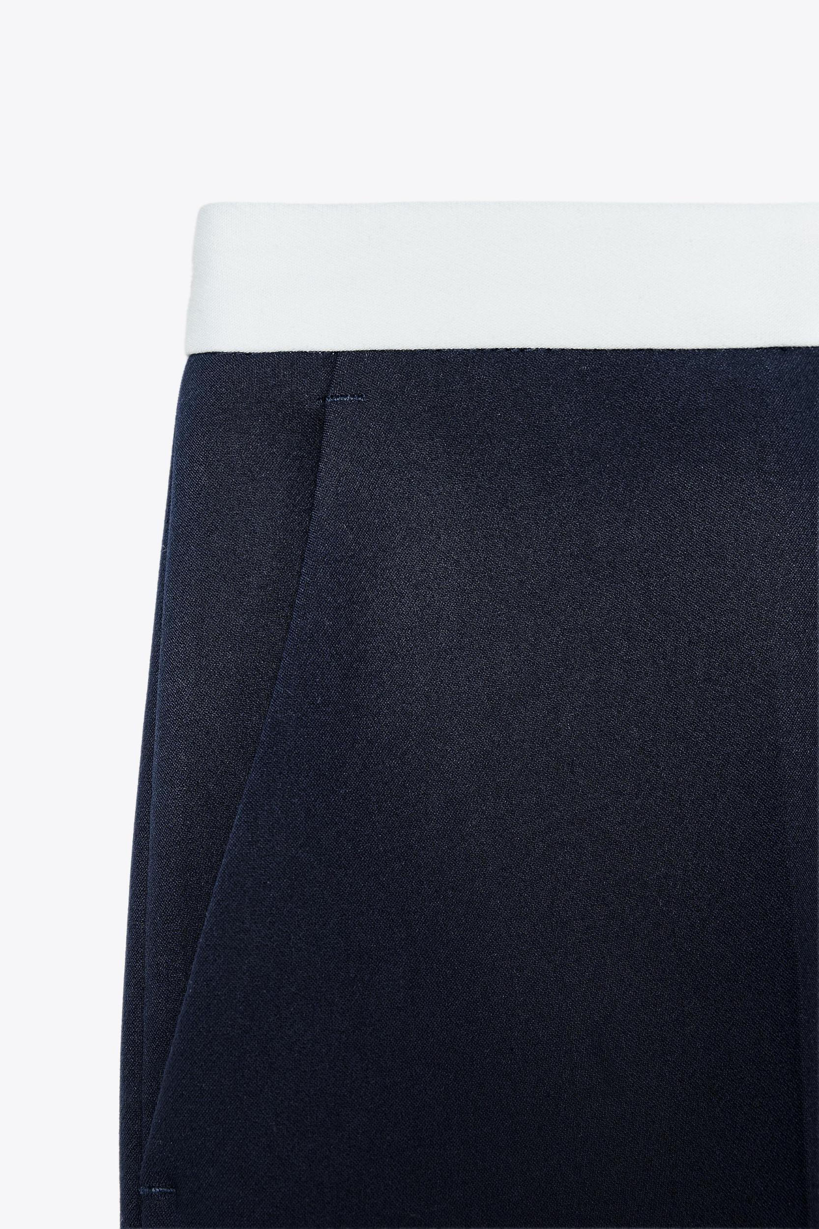 CONTRAST WAIST STRAIGHT LEG PANTS Product Image