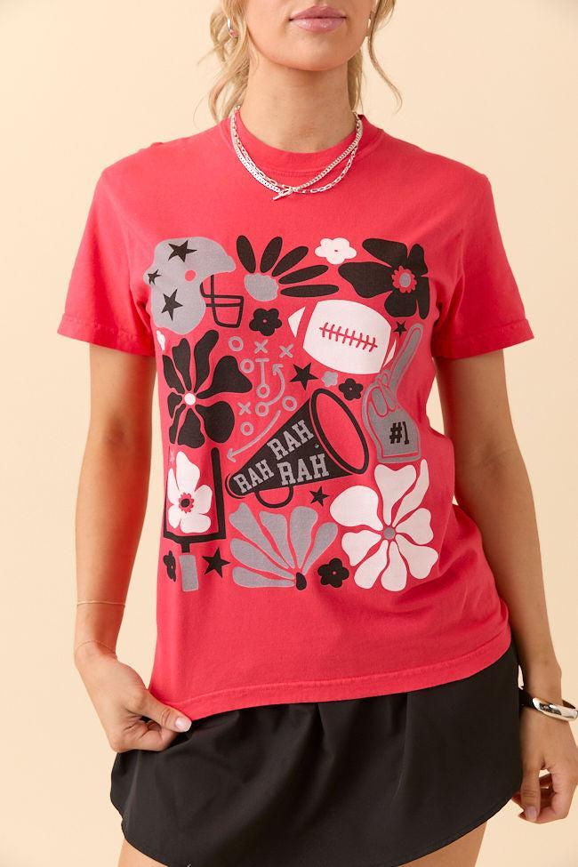 Floral Football Icon Print Paprika Graphic Tee Product Image
