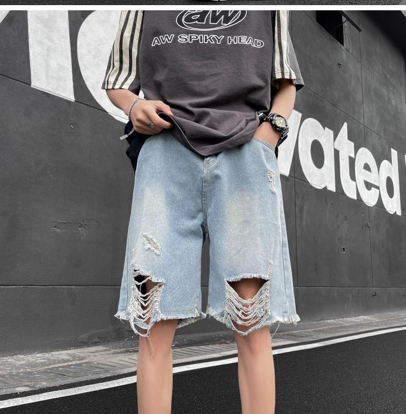 Mid Rise Washed Denim  Shorts Product Image