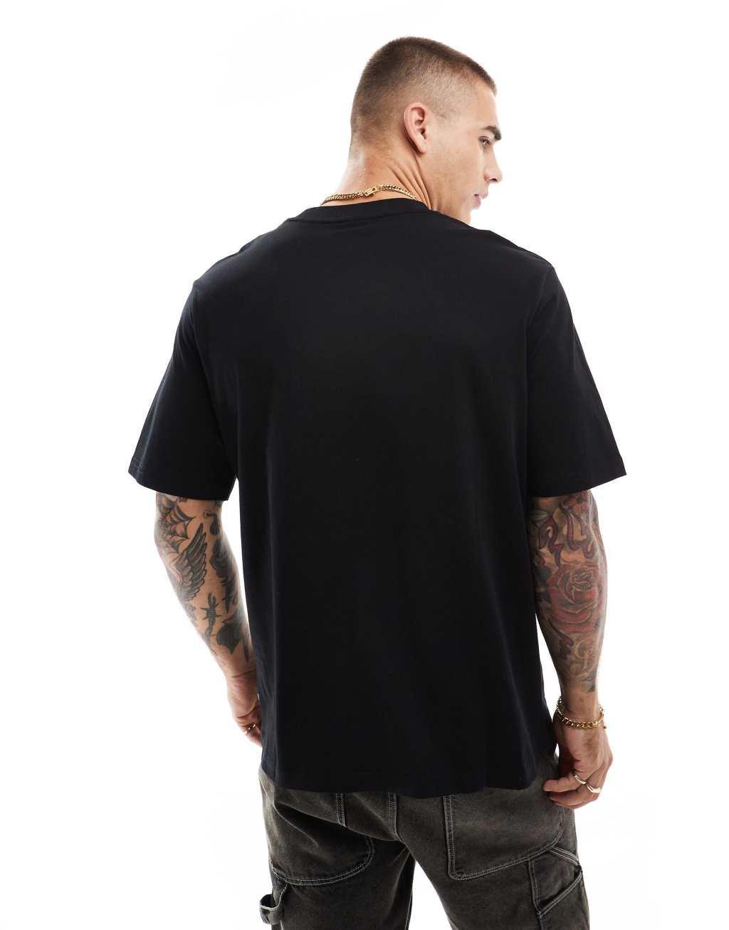 Jack & Jones oversized t-shirt with nylon pocket in black Product Image