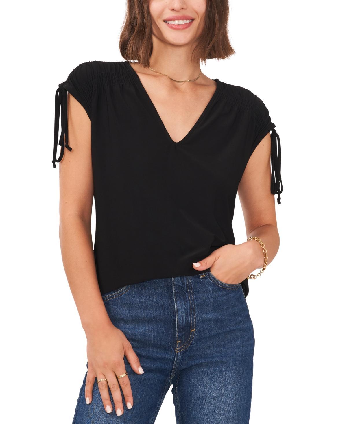 Vince Camuto Slvlss V Neck With Shirring At Shoulders (Rich ) Women's Clothing Product Image
