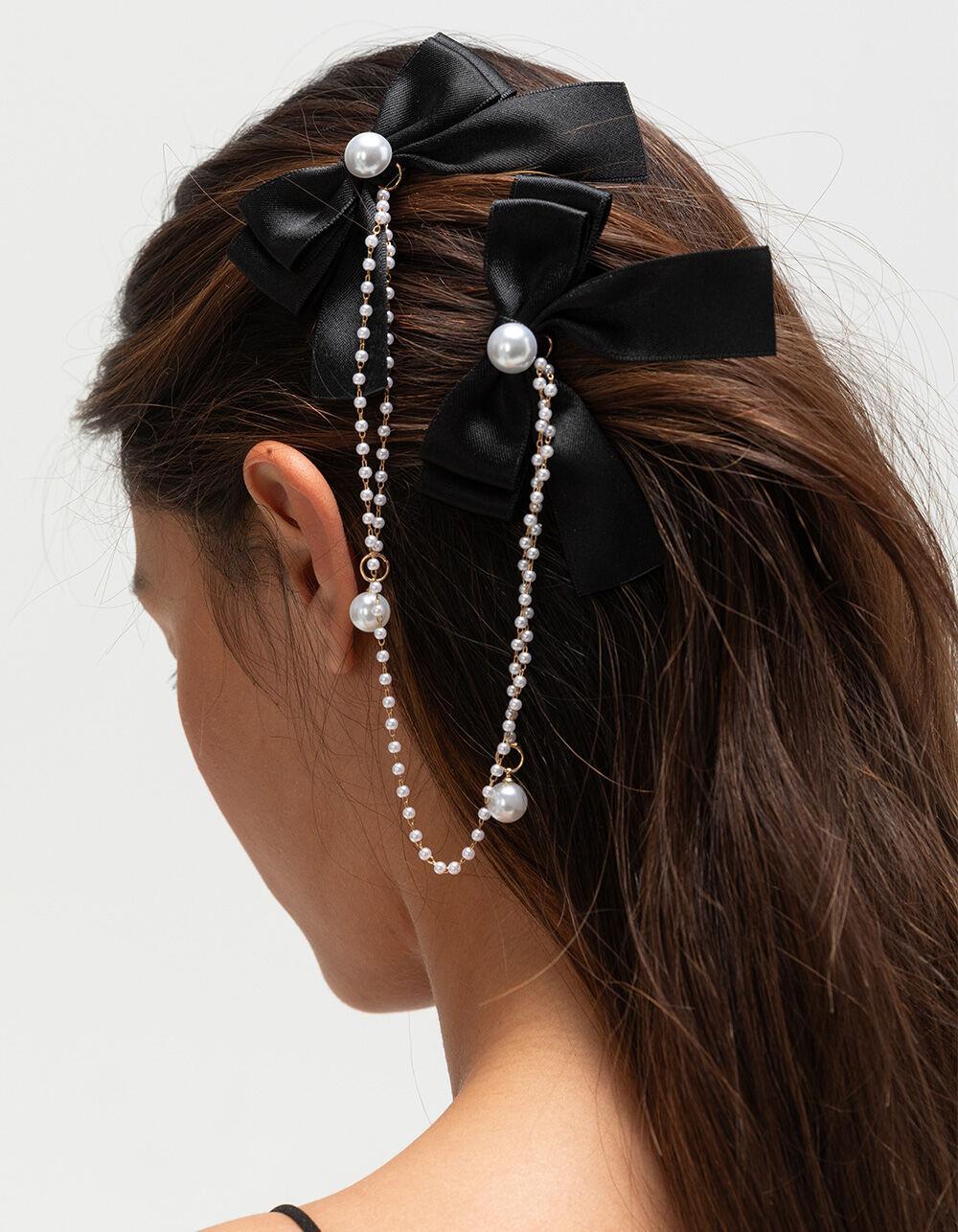 FULL TILT 2 Pack Connected Pearl Bow Set - BLACK Product Image