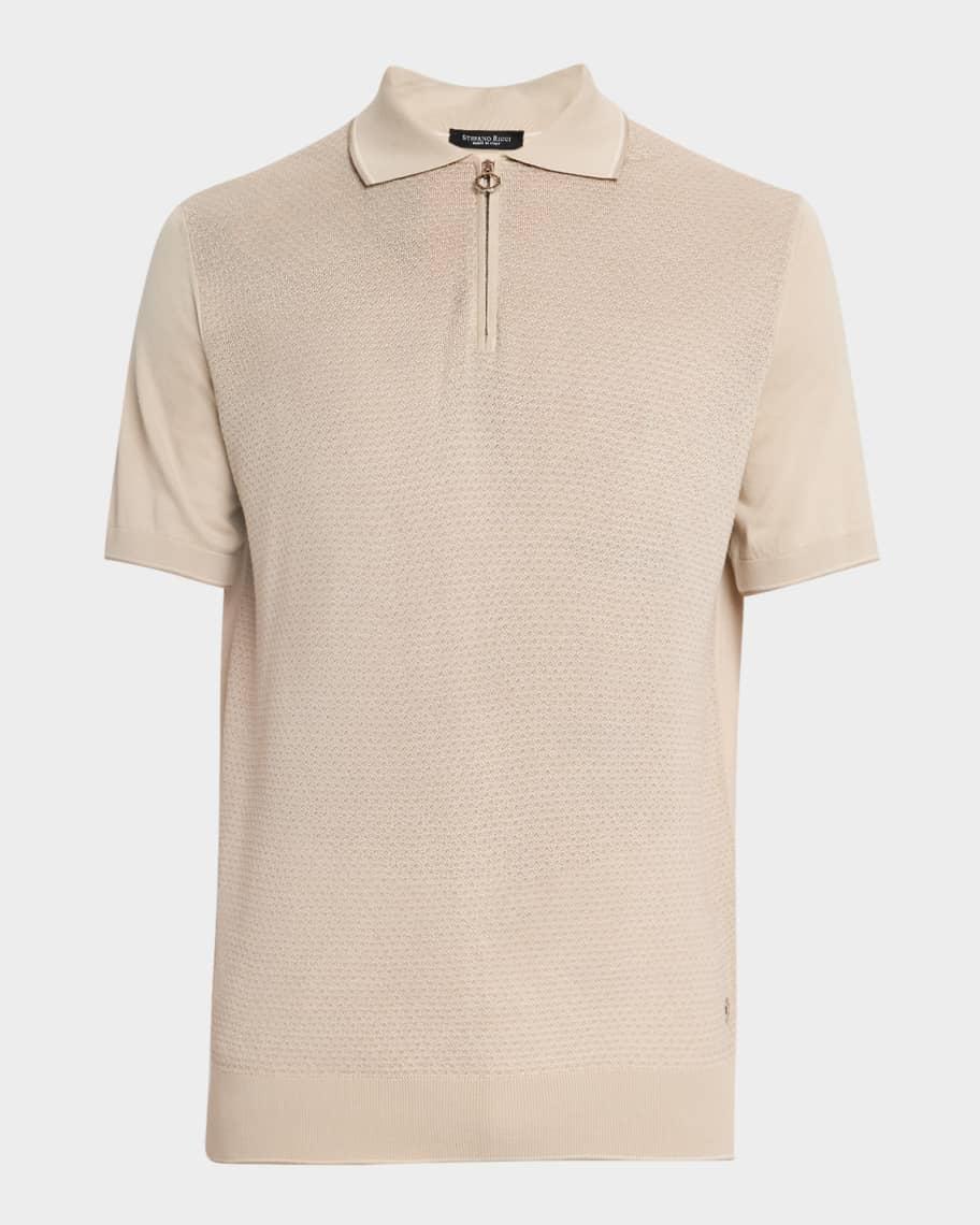 Mens Short-Sleeve Quarter-Zip Polo Sweater Product Image