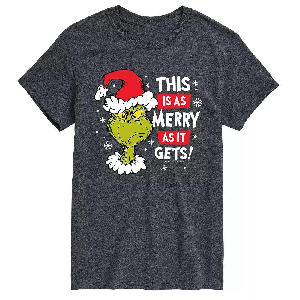 Men's Dr. Seuss Grinch This Is As Merry As It Gets Tee, Size: XL, Green Product Image