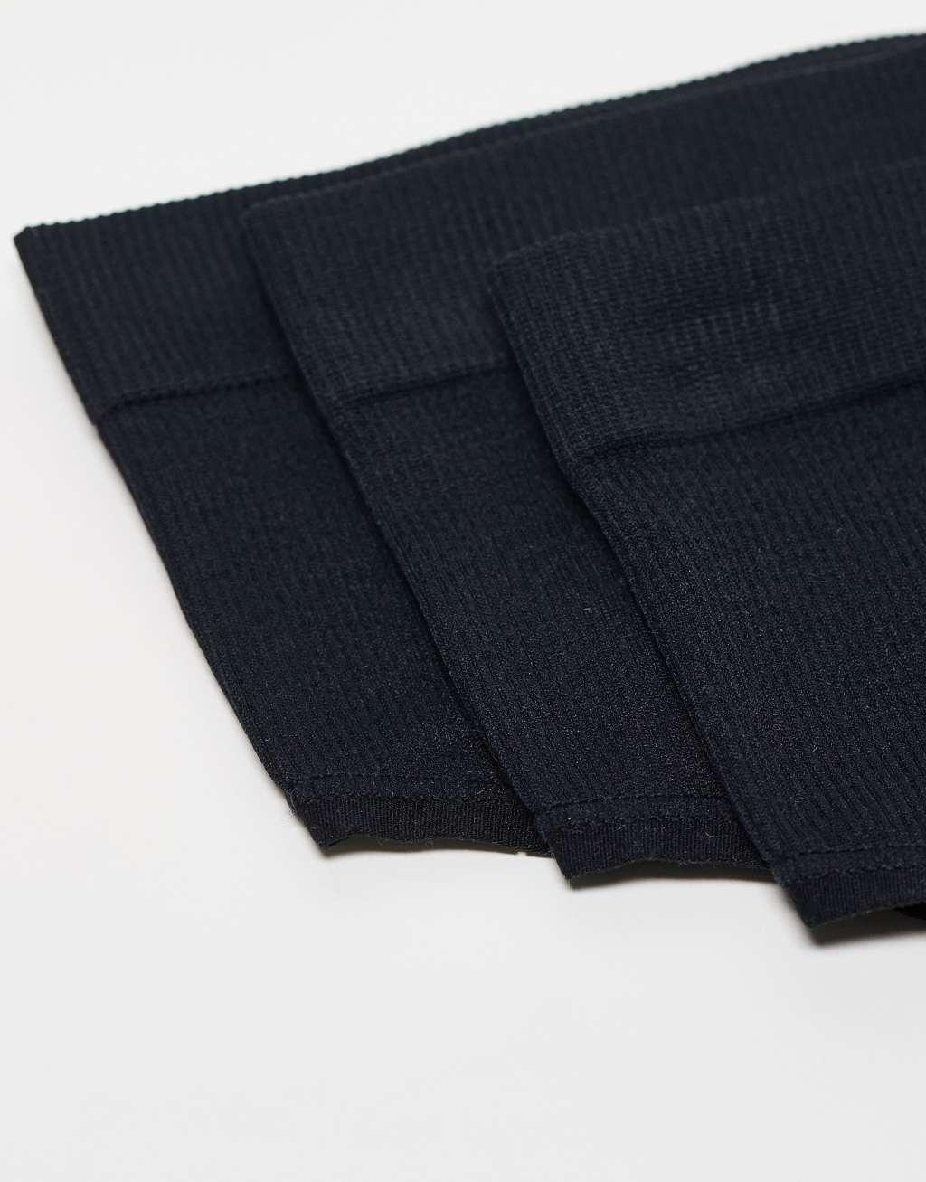 Lindex seamless rib high waist thong 3 pack in black Product Image