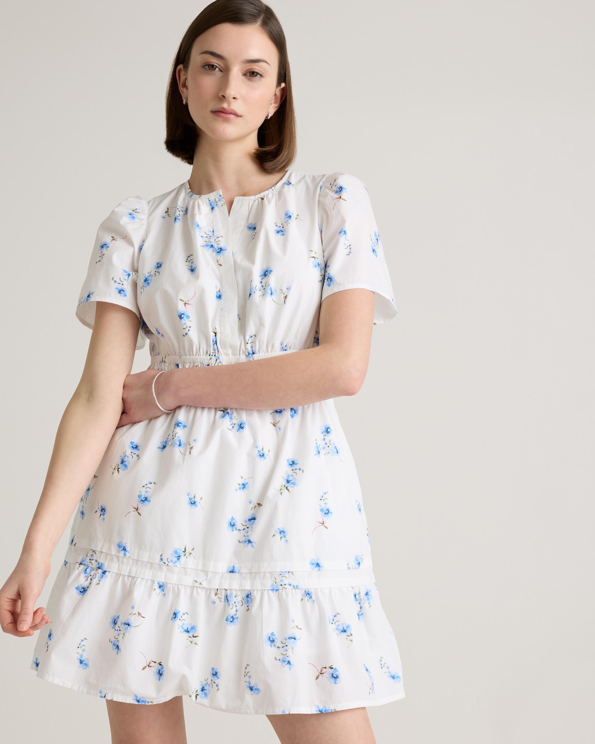 Quince | Women's Poplin Tiered Mini Dress Size XS, Organic Cotton Product Image