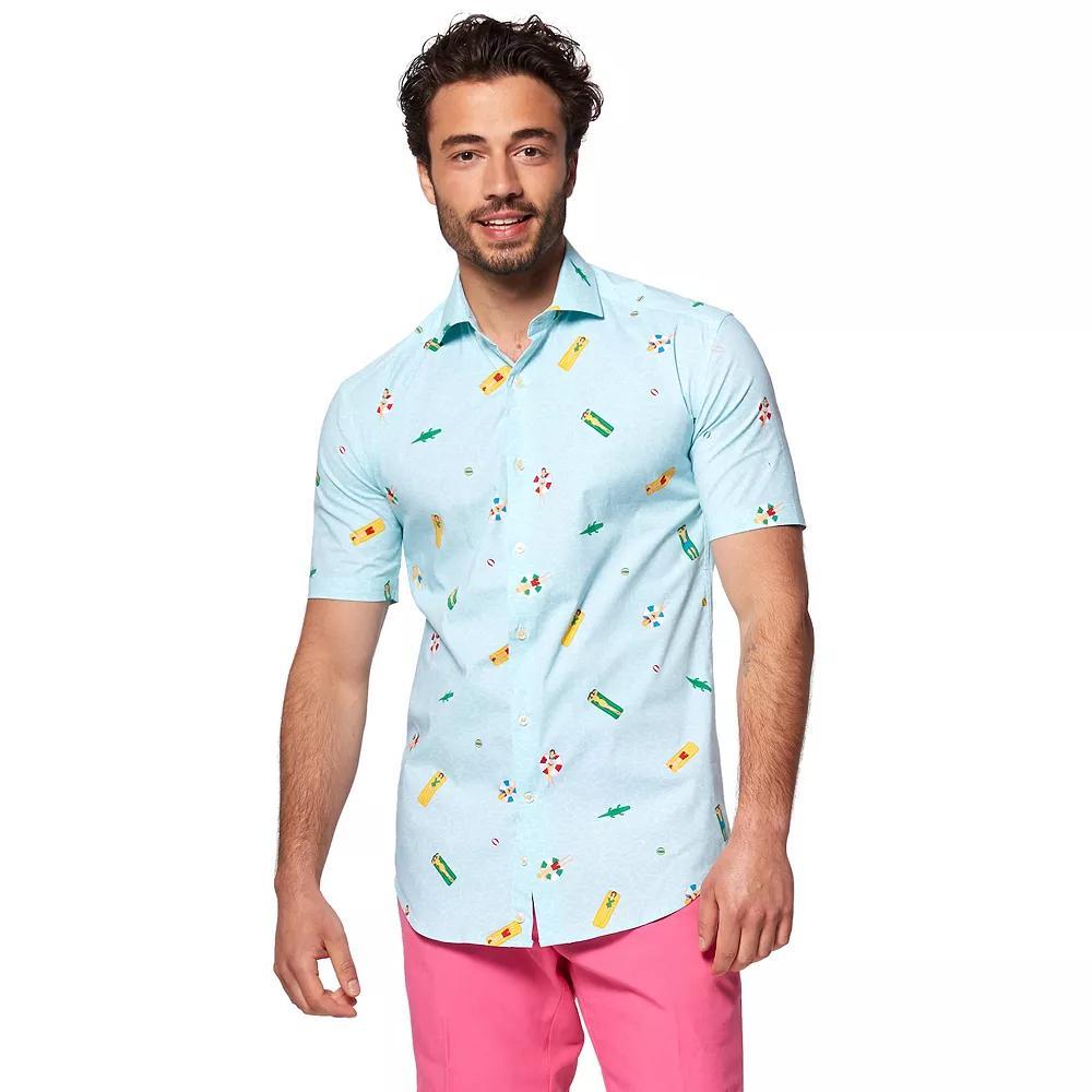 Men's OppoSuits Beach Button-Down Shirt, Size: Small, Blue Life Water Product Image