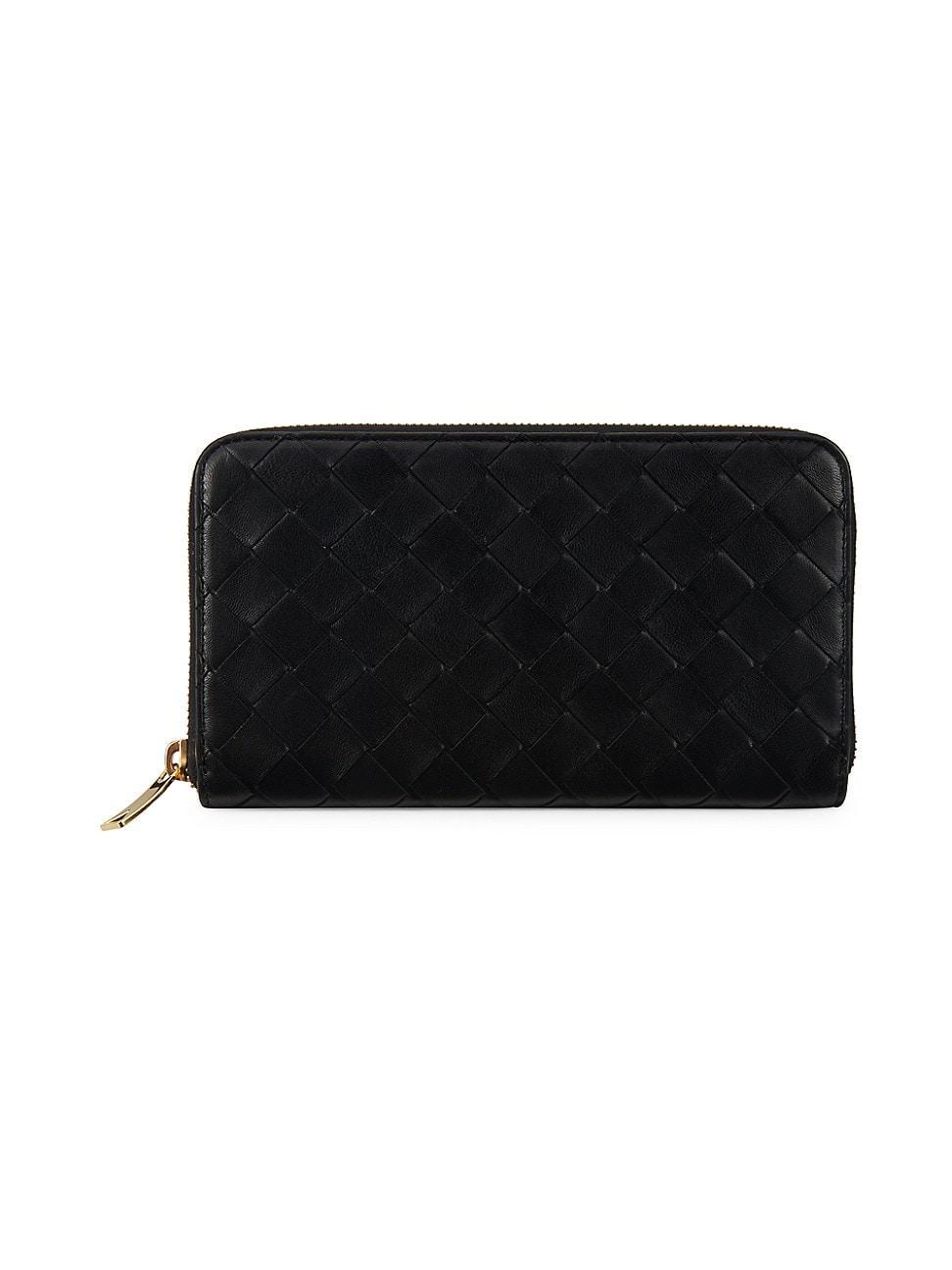 Womens Intrecciato Leather Zip-Around Wallet Product Image