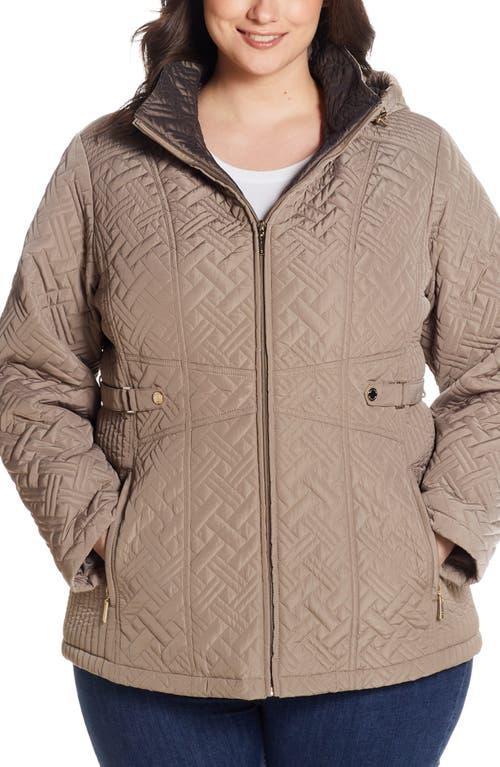 Plus Size Gallery Hooded Midweight Quilted Jacket, Women's, Size: 3XL, Brown Product Image